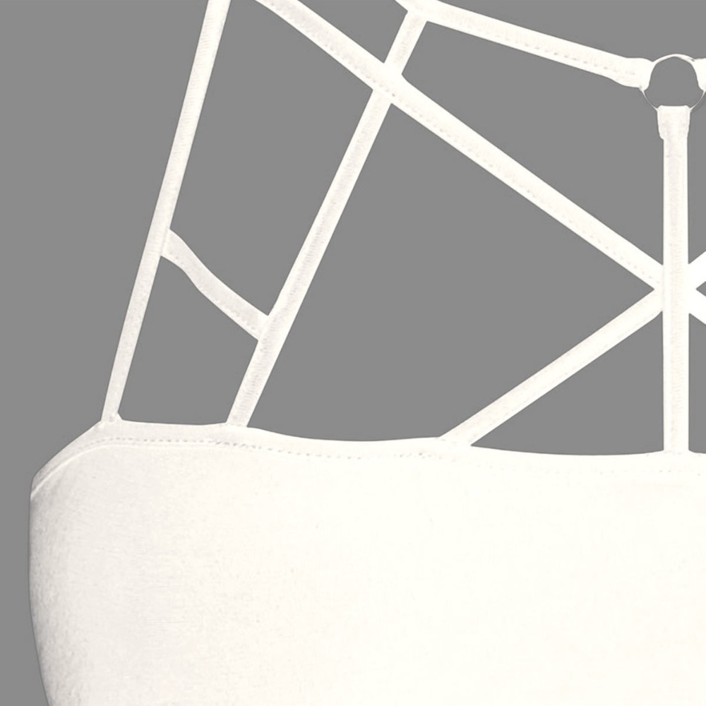 Plus Size Black or White Strappy Bralette Crop Top - Picture 3 of 8